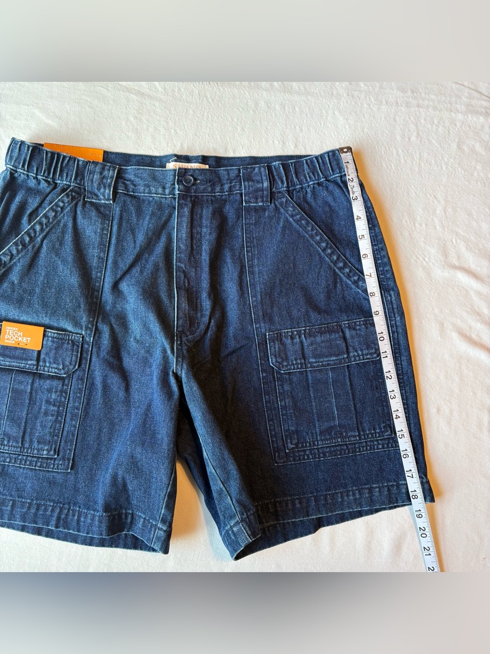 NWT Savane Men’s Hiking Denim Shorts size W36 Blue Jean Outdoor Comfort Waist - Picture 5 of 14